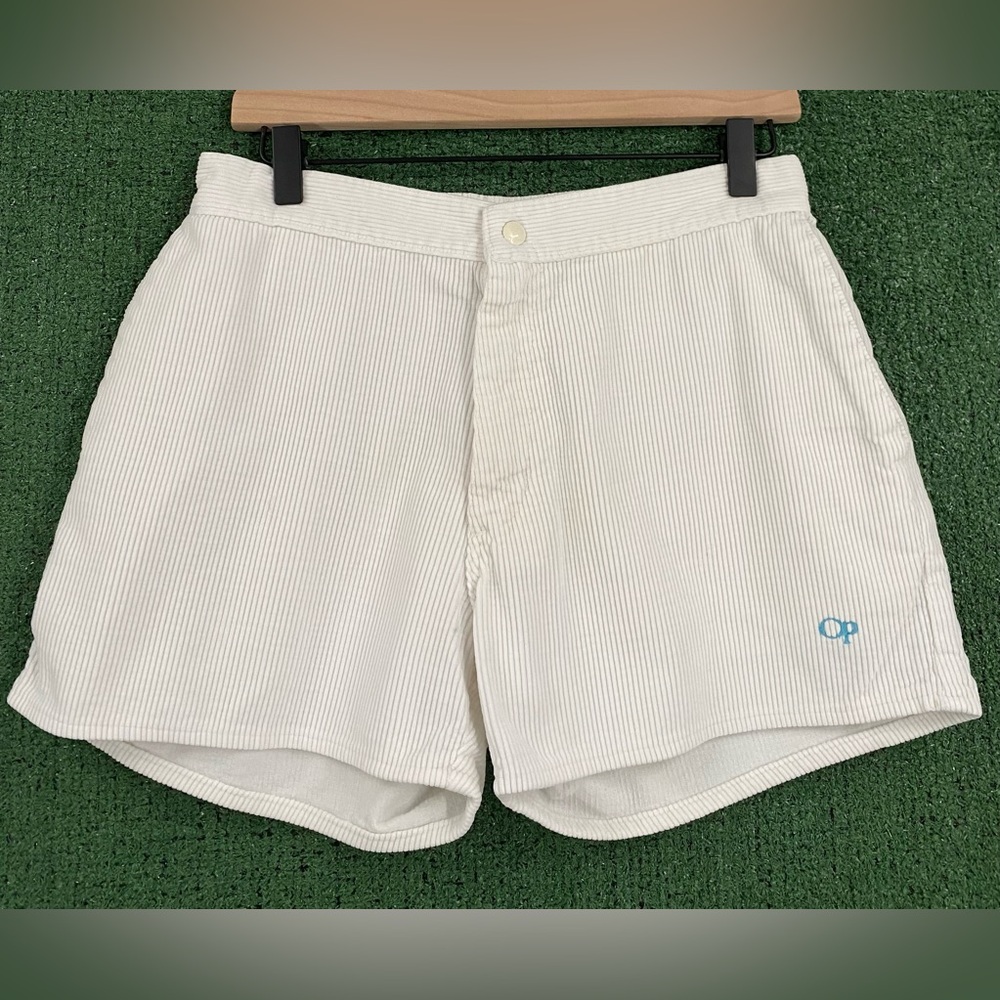 OP Men's White Pinstripe Casual Shorts